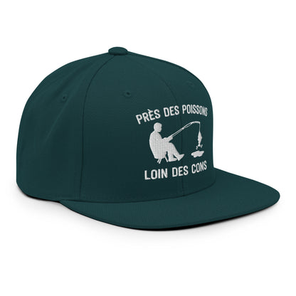 Casquette Snapback, brodée « Près des poissons, loin des cons », en Épicéa, vue de trois quarts, image 72