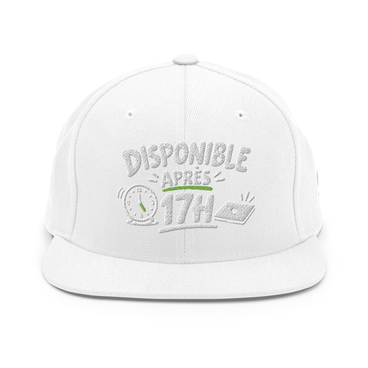 Casquette Snapback, brodée « Disponible après 17h », vue de face, image 6