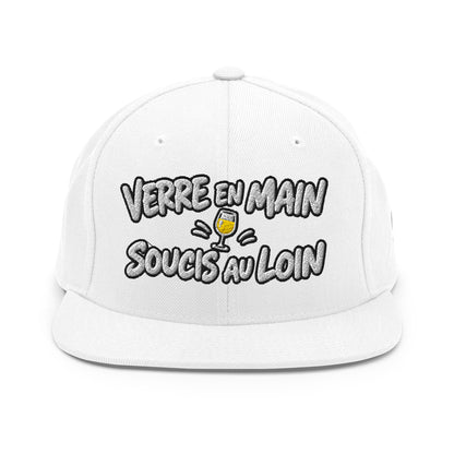 Casquette Snapback, brodée « Verre en main, souci au loin », vue de face, image 4