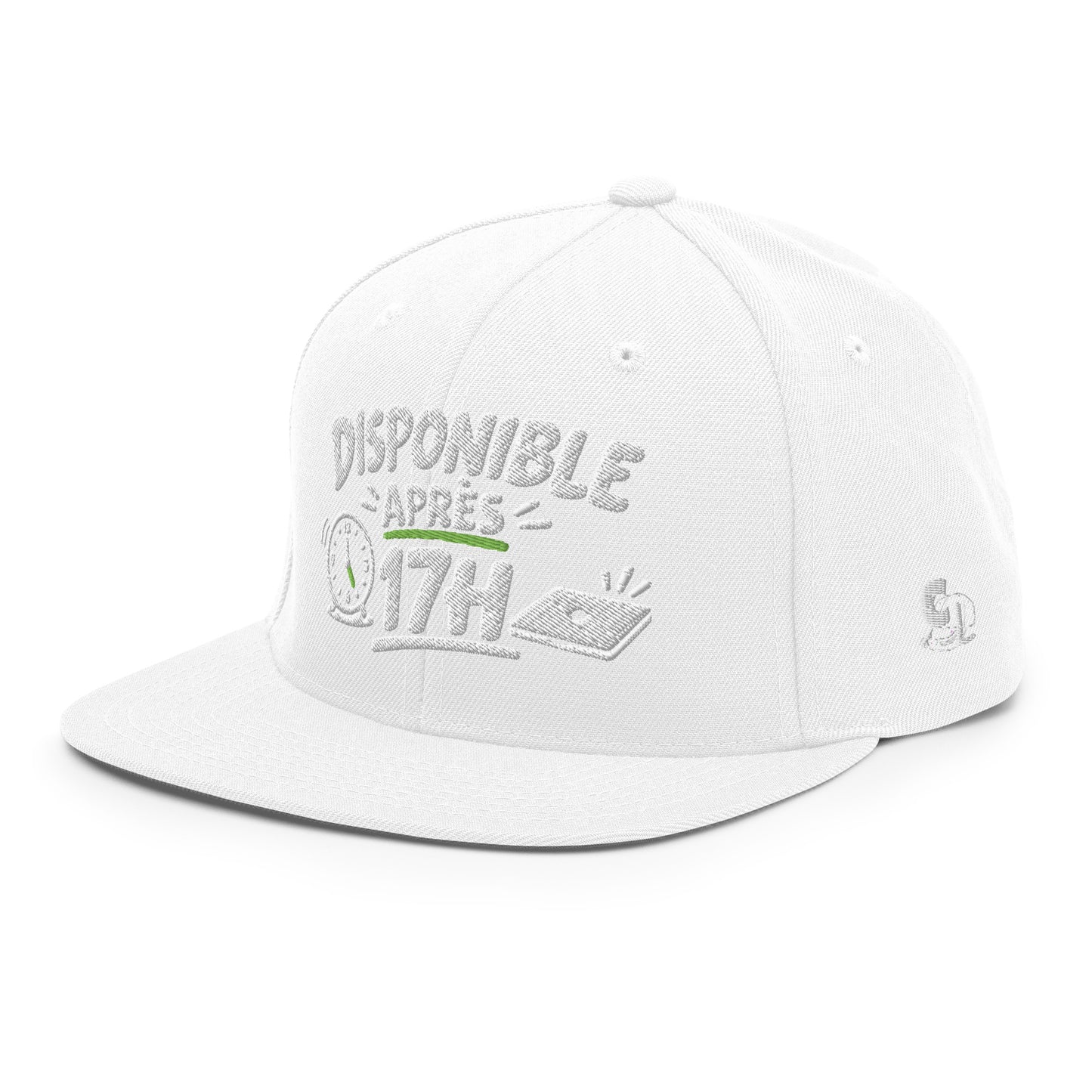Casquette Snapback, brodée « Disponible après 17h », vue de trois quarts, image 108