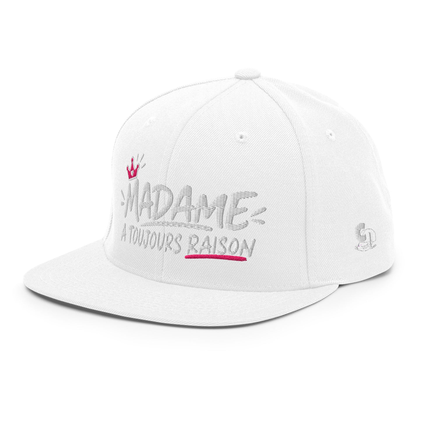 Casquette Snapback, brodée « Madame à toujours raison », vue de trois quarts, image 108