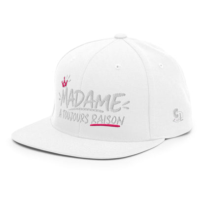 Casquette Snapback, brodée « Madame à toujours raison », vue de trois quarts, image 108