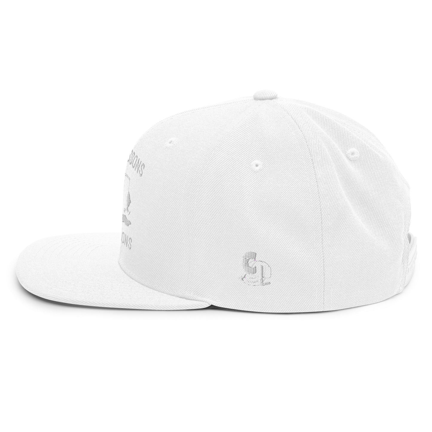 Casquette Snapback, brodée « Près des poissons, loin des cons », vue de côté, image 105