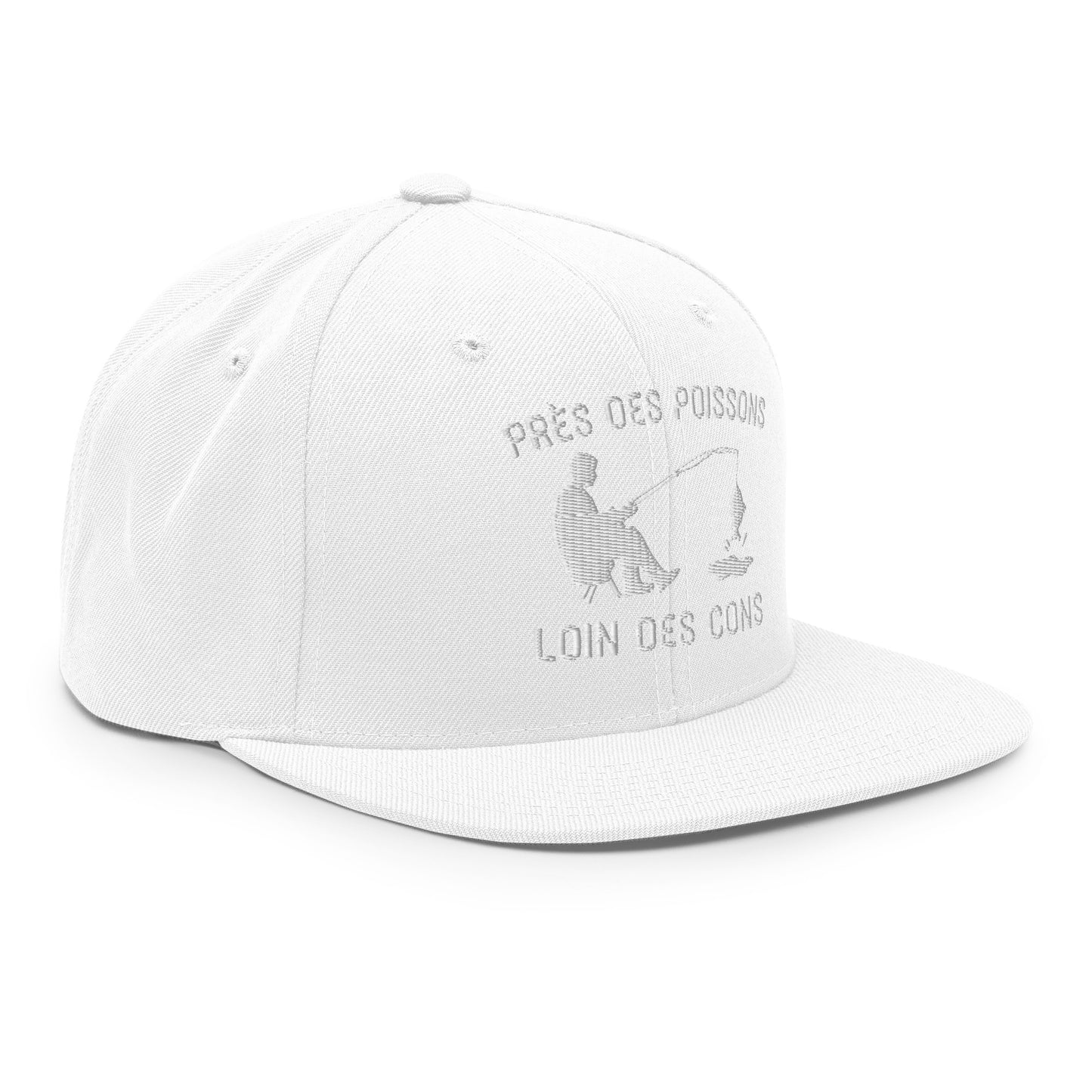 Casquette Snapback, brodée « Près des poissons, loin des cons », vue de trois quarts, image 107