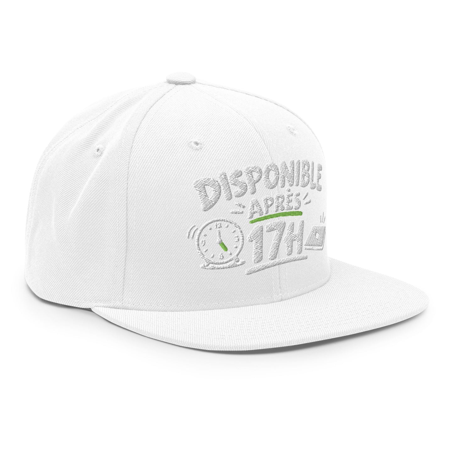 Casquette Snapback, brodée « Disponible après 17h », vue de trois quarts, image 107