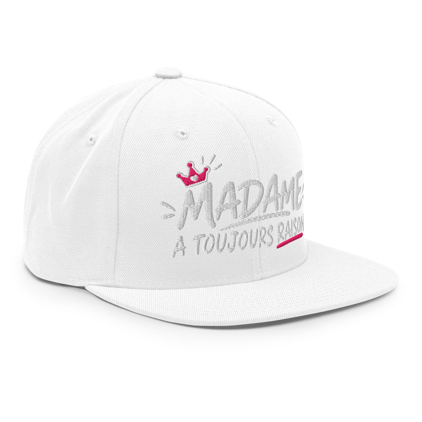 Casquette Snapback, brodée « Madame à toujours raison », vue de trois quarts, image 107