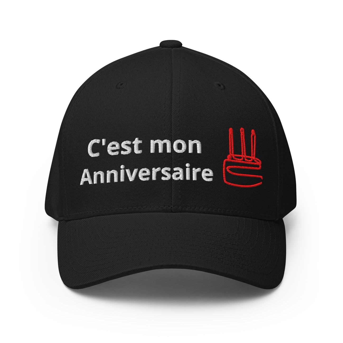 Casquette Baseball, brodée « C'est mon anniversaire », en Noir, vue de face, image 7