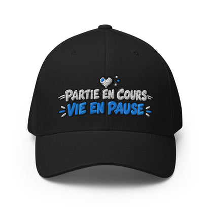 Casquette Casquette, brodée « Partie en cours, vie en pause », en Noir, vue de face, image 11