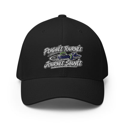Casquette Casquette, brodée « Poignée tournée, journée sauvée », en Noir, vue de face, image 10