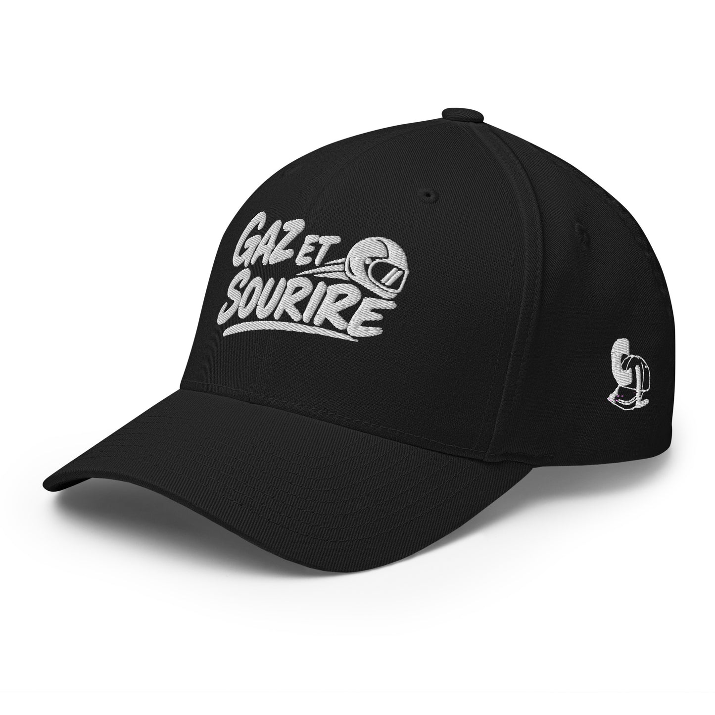 Casquette Casquette, brodée « Gaz et sourire », en Noir, vue de trois quarts, image 24