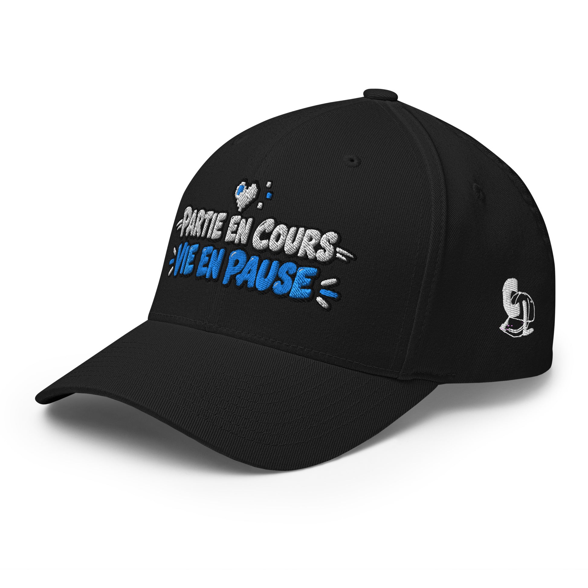 Casquette Casquette, brodée « Partie en cours, vie en pause », en Noir, vue de trois quarts, image 25