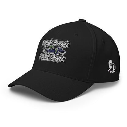 Casquette Casquette, brodée « Poignée tournée, journée sauvée », en Noir, vue de trois quarts, image 24