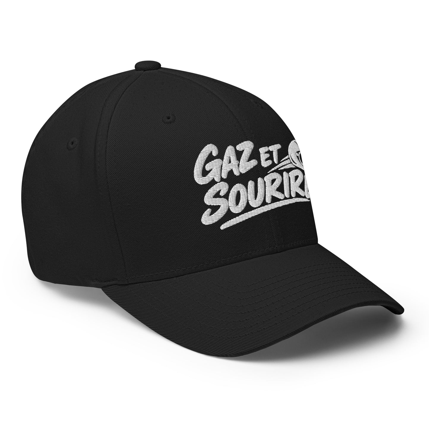Casquette Casquette, brodée « Gaz et sourire », en Noir, vue de trois quarts, image 26