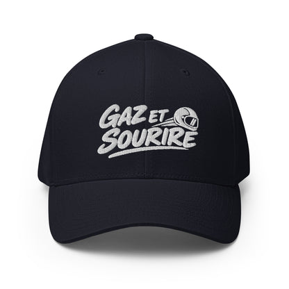 Casquette Casquette, brodée « Gaz et sourire », en Bleu Marine Foncé, vue de face, image 12