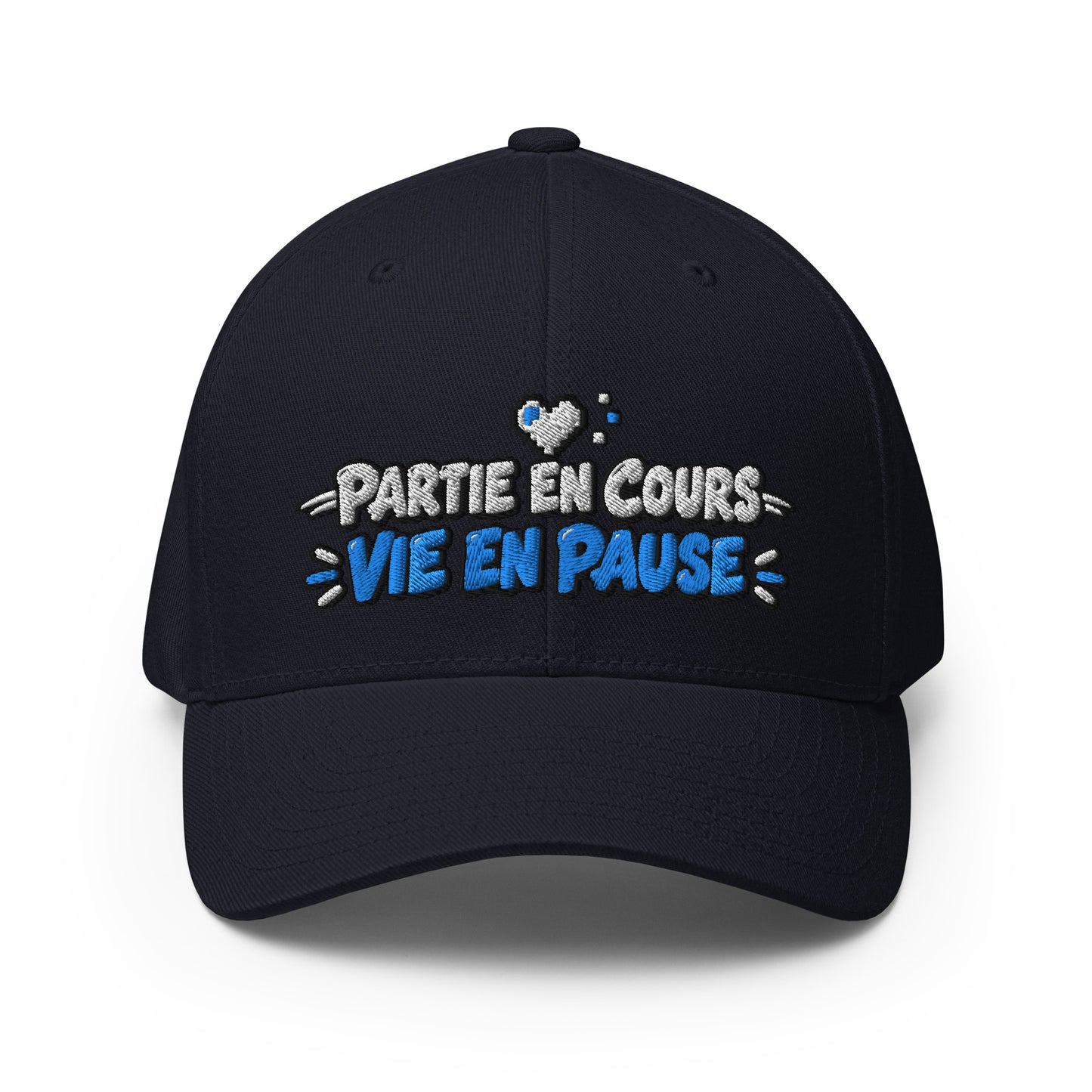 Casquette Casquette, brodée « Partie en cours, vie en pause », en Bleu Marine Foncé, vue de face, image 12