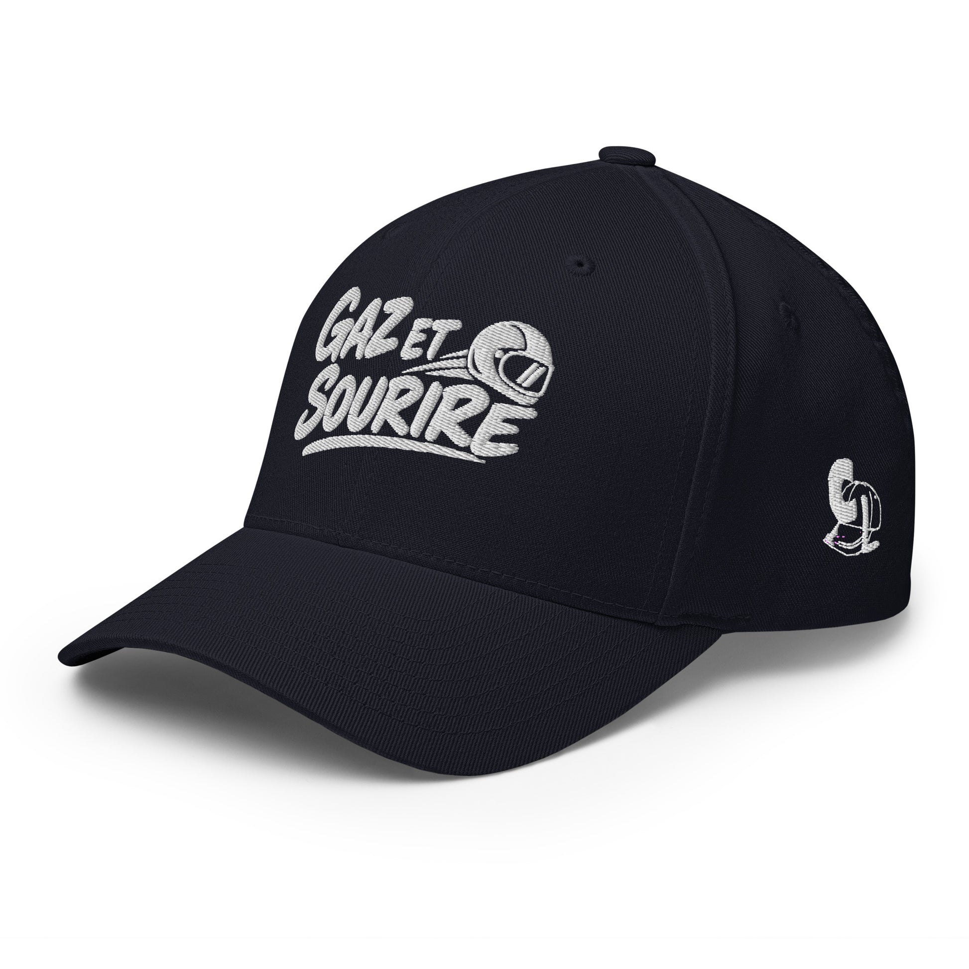Casquette Casquette, brodée « Gaz et sourire », en Bleu Marine Foncé, vue de trois quarts, image 19
