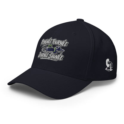 Casquette Casquette, brodée « Poignée tournée, journée sauvée », en Bleu Marine Foncé, vue de trois quarts, image 20