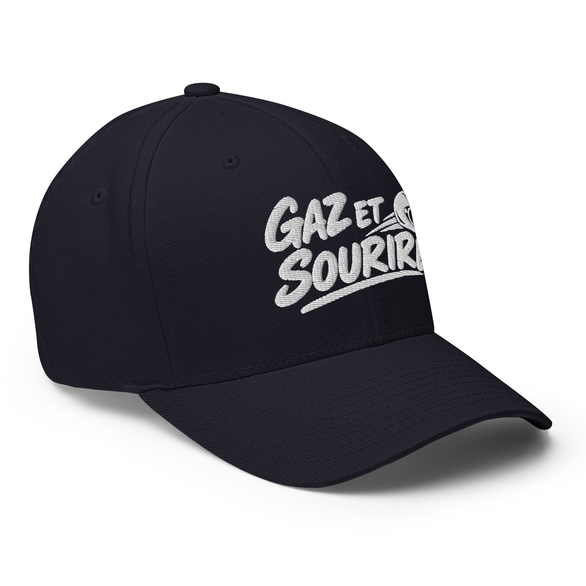 Casquette Casquette, brodée « Gaz et sourire », en Bleu Marine Foncé, vue de trois quarts, image 21
