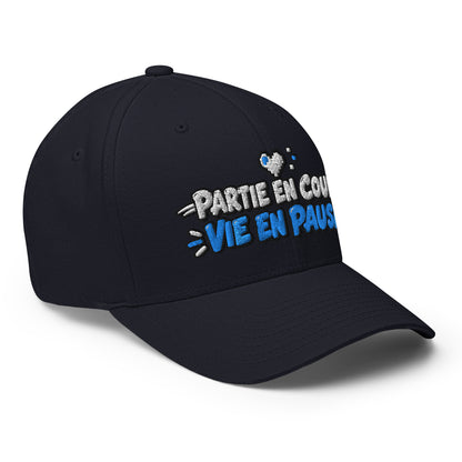 Casquette Casquette, brodée « Partie en cours, vie en pause », en Bleu Marine Foncé, vue de trois quarts, image 22