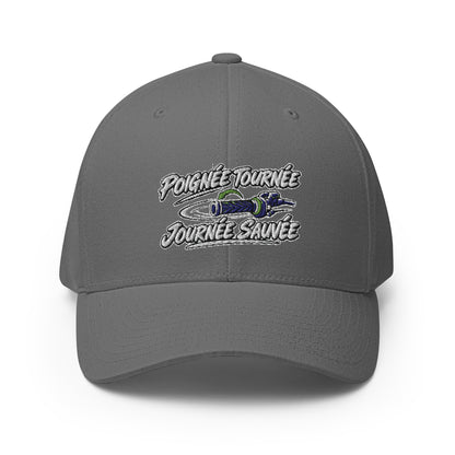 Casquette Casquette, brodée « Poignée tournée, journée sauvée », en Rouge, vue de face, image 2