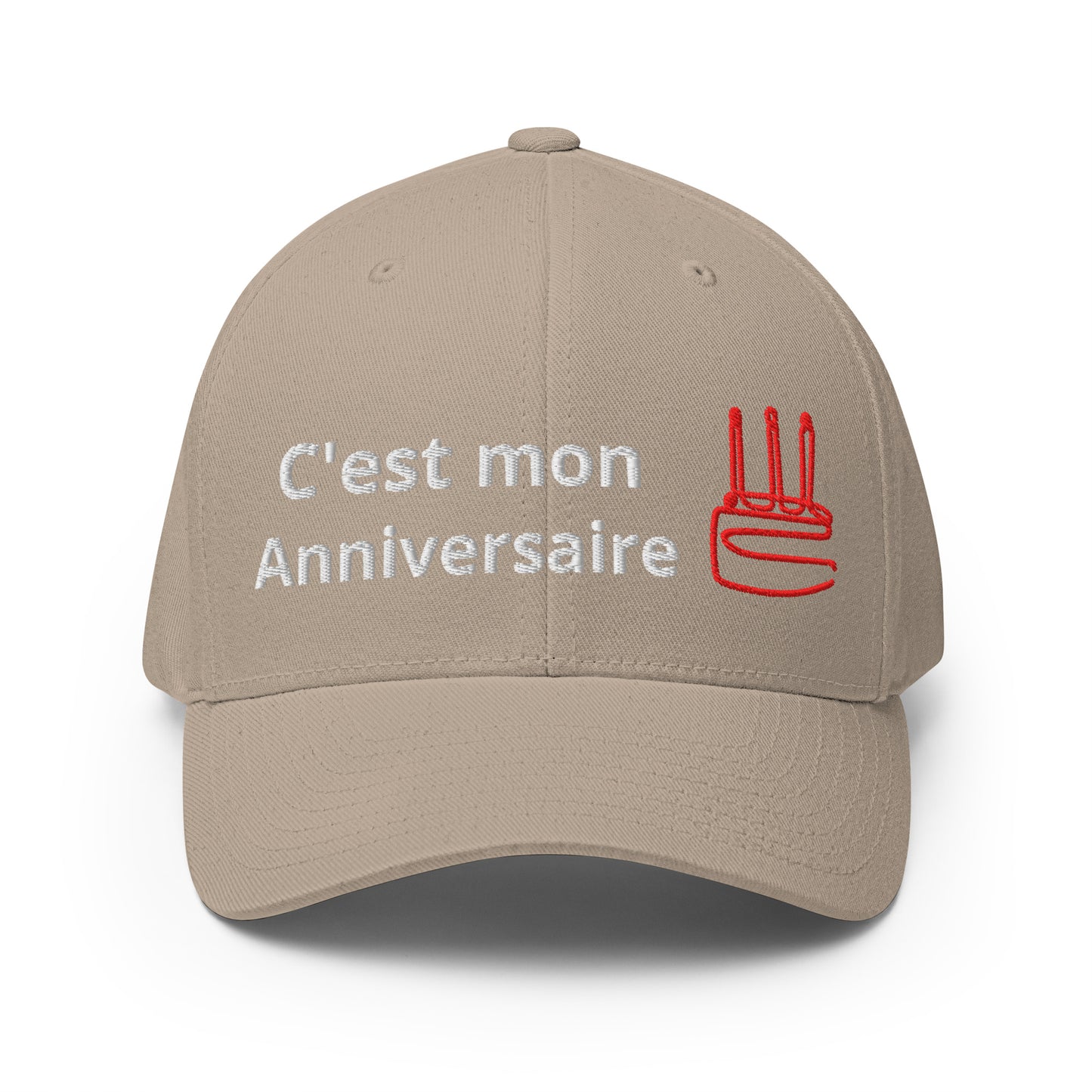 Casquette Baseball, brodée « C'est mon anniversaire », en Kaki, vue de face, image 5
