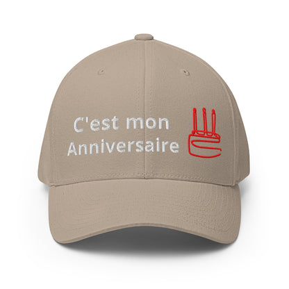 Casquette Baseball, brodée « C'est mon anniversaire », en Kaki, vue de face, image 5