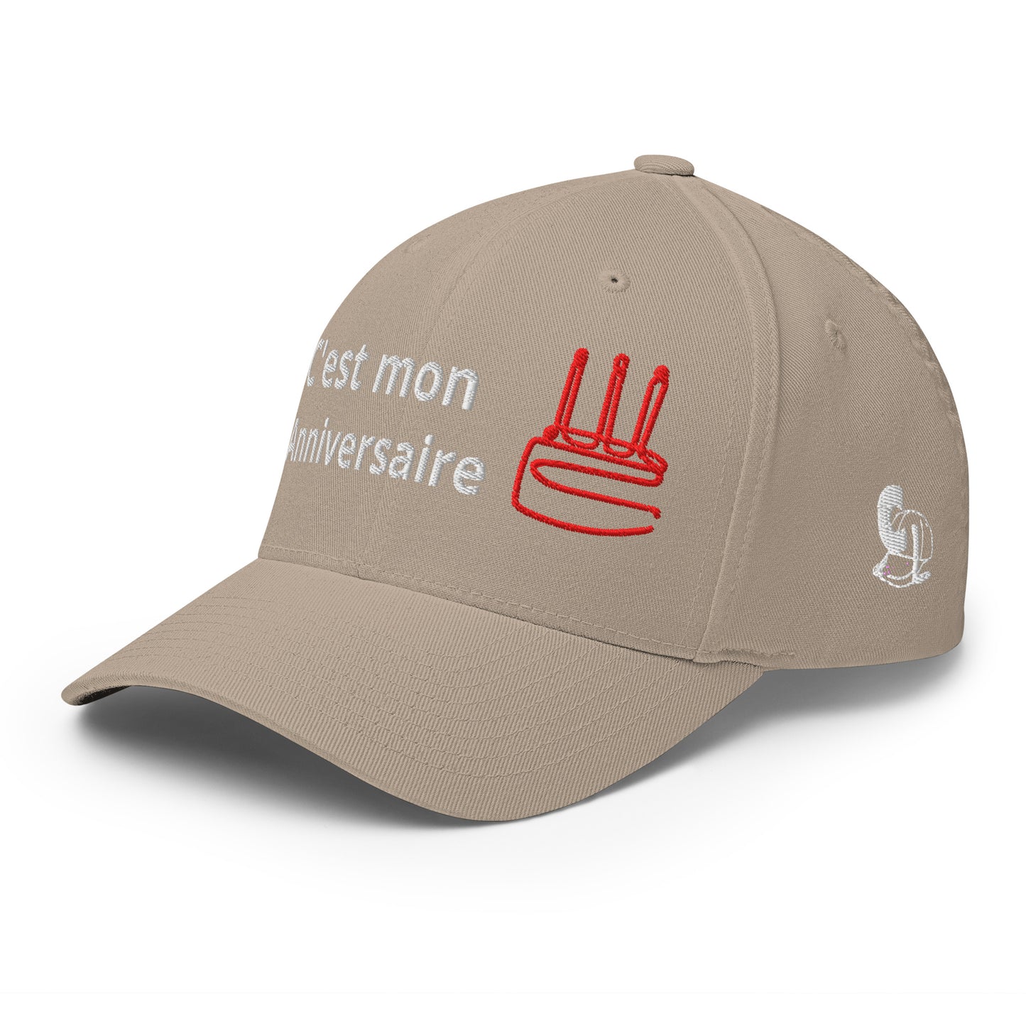 Casquette Baseball, brodée « C'est mon anniversaire », en Kaki, vue de trois quarts, image 52