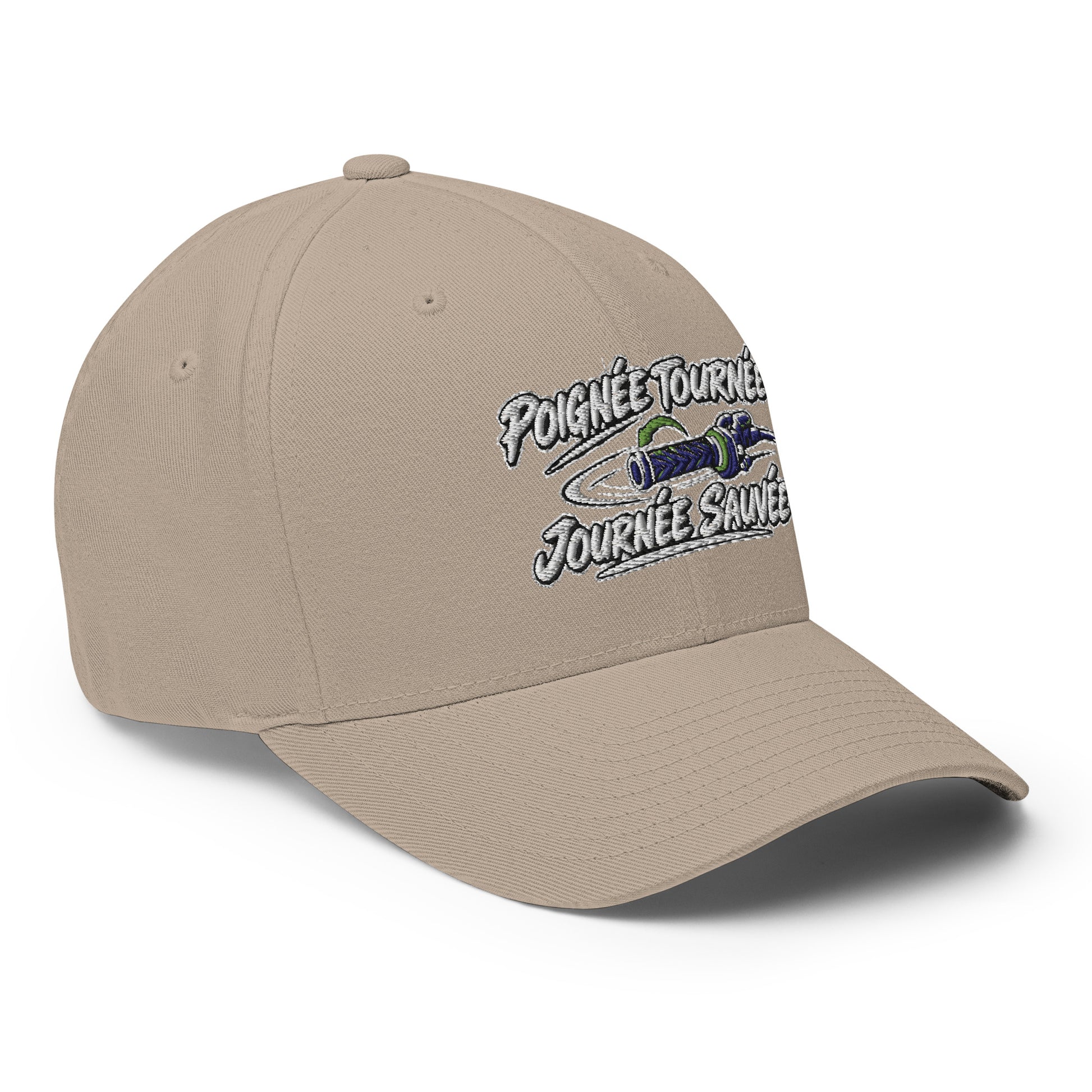 Casquette Casquette, brodée « Poignée tournée, journée sauvée », en Rouge, vue de trois quarts, image 61