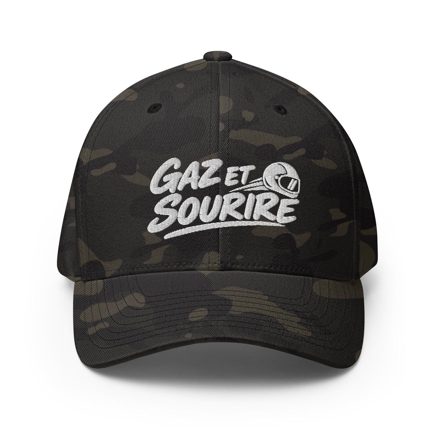 Casquette Casquette, brodée « Gaz et sourire », en Multicam Black, vue de face, image 4