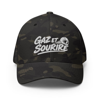 Casquette Casquette, brodée « Gaz et sourire », en Multicam Black, vue de face, image 4