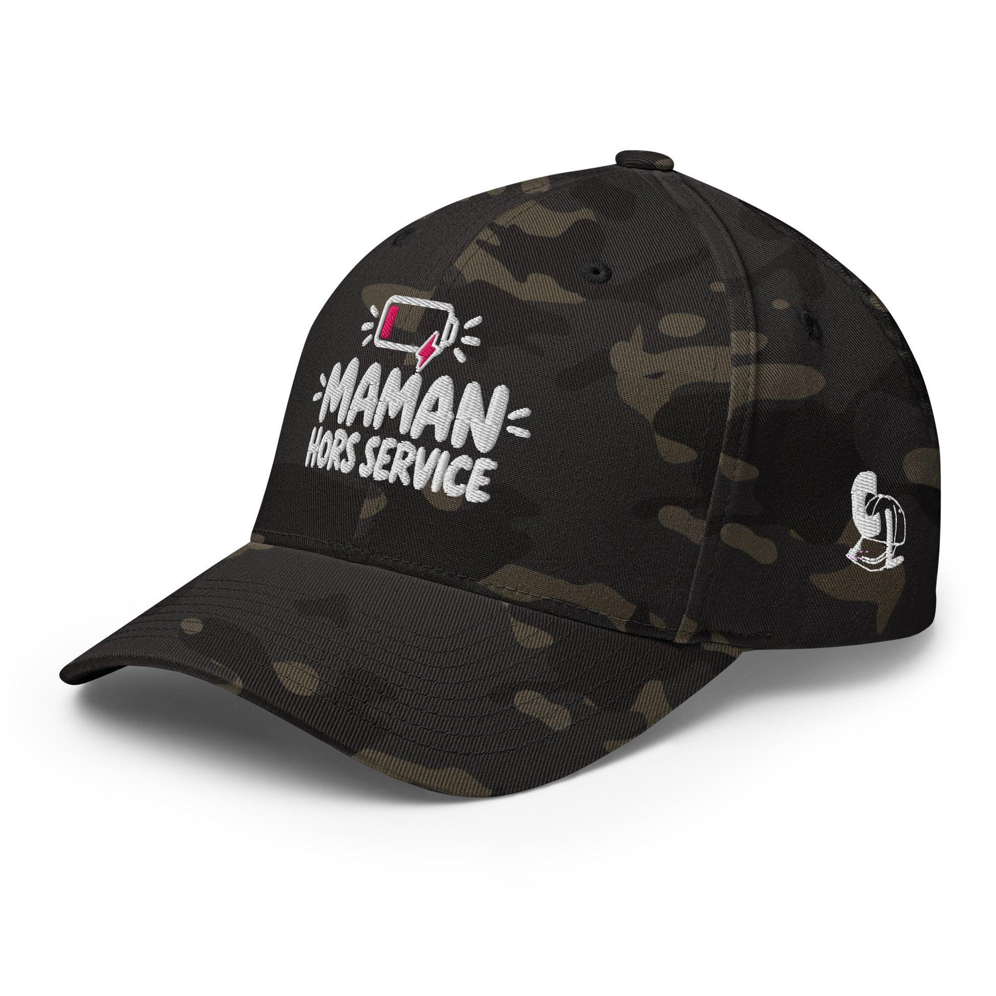 Casquette Casquette, brodée « Maman hors service », en Multicam Black, vue de trois quarts, image 14
