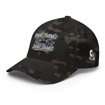 Casquette Casquette, brodée « Poignée tournée, journée sauvée », en Multicam Black, vue de trois quarts, image 14