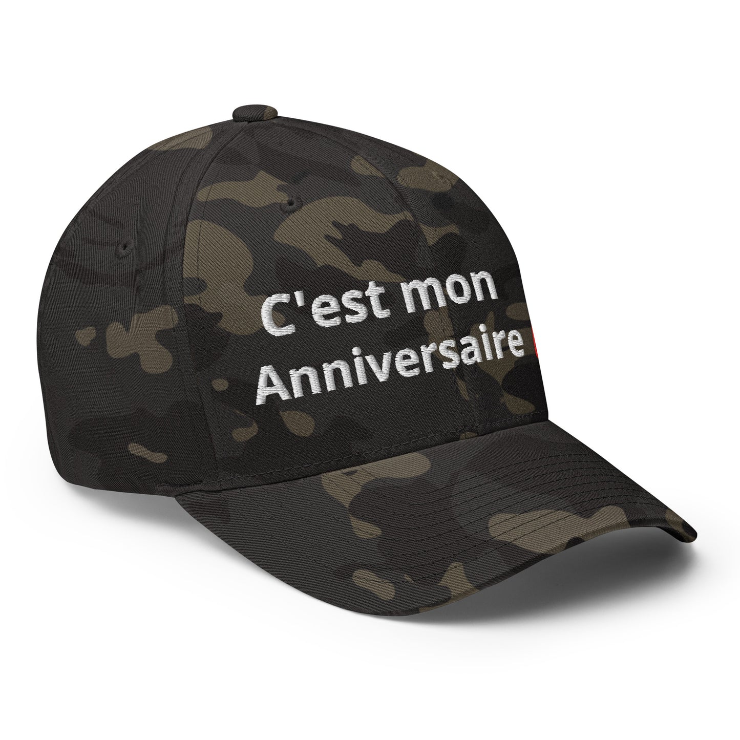 Casquette Baseball, brodée « C'est mon anniversaire », en Multicam Black, vue de trois quarts, image 12