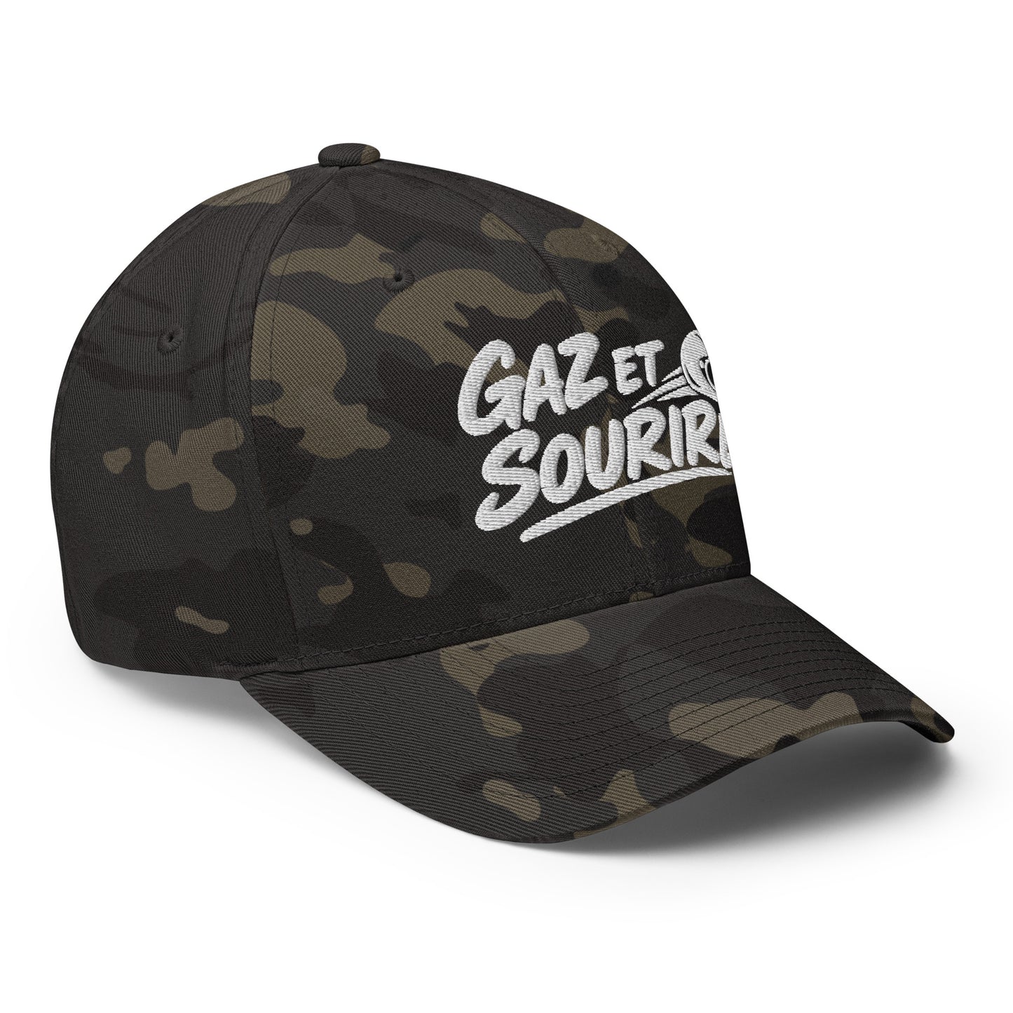 Casquette Casquette, brodée « Gaz et sourire », en Multicam Black, vue de trois quarts, image 16