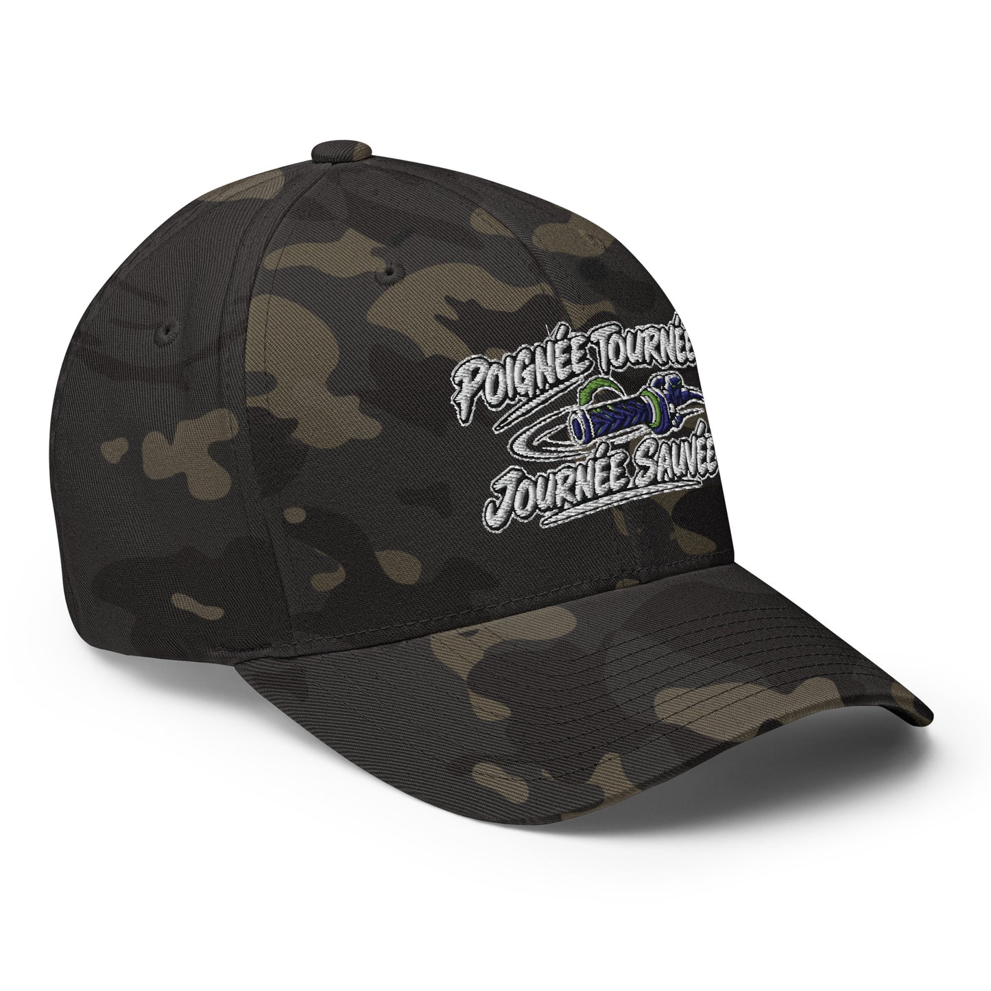 Casquette Casquette, brodée « Poignée tournée, journée sauvée », en Multicam Black, vue de trois quarts, image 17