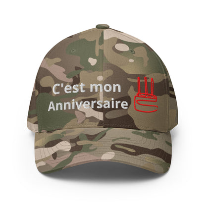 Casquette Baseball, brodée « C'est mon anniversaire », en Multicam Green, vue de face, image 39