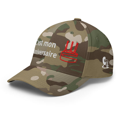 Casquette Baseball, brodée « C'est mon anniversaire », en Multicam Green, vue de trois quarts, image 42