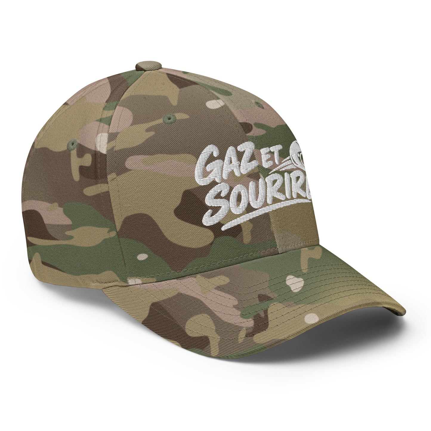Casquette Casquette, brodée « Gaz et sourire », en Rouge, vue de trois quarts, image 51