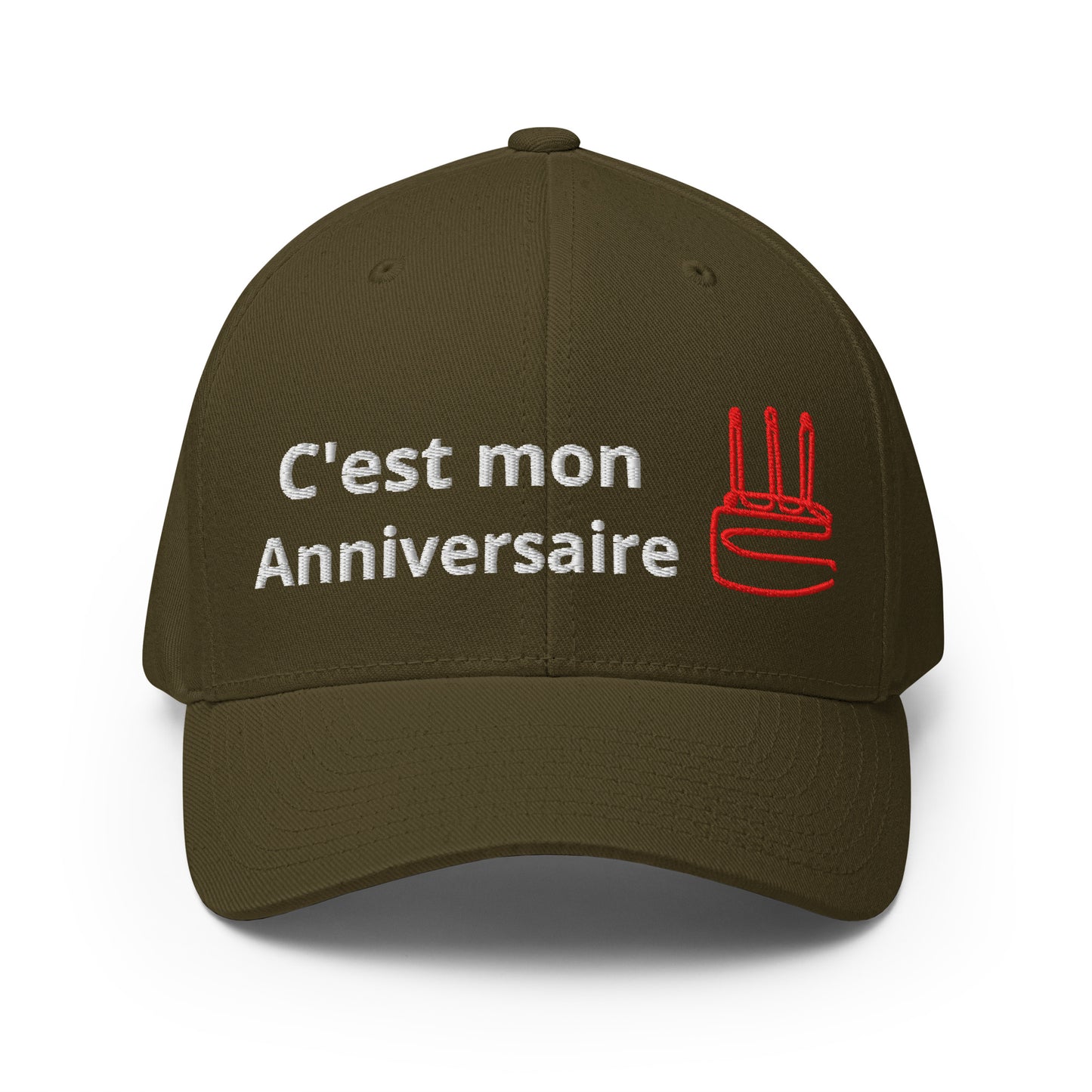 Casquette Baseball, brodée « C'est mon anniversaire », en Olive, vue de face, image 28