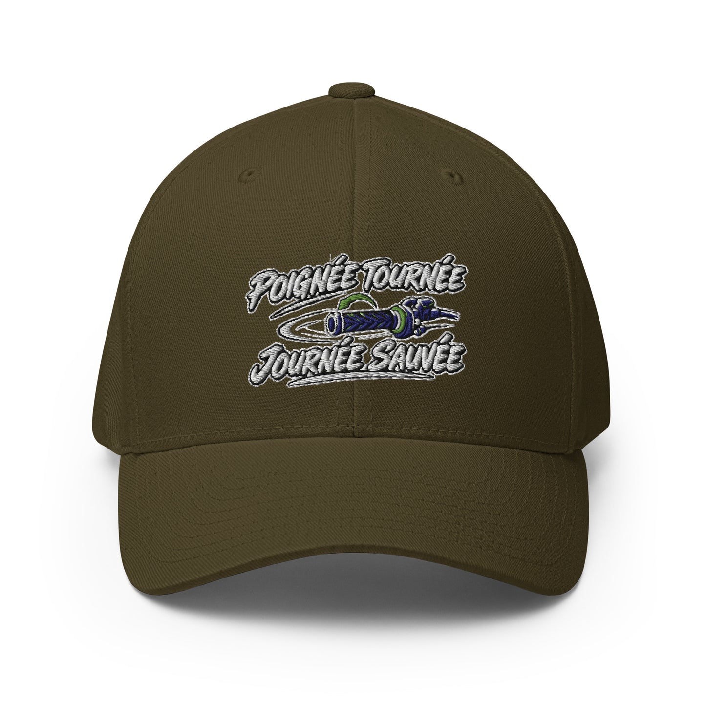 Casquette Casquette, brodée « Poignée tournée, journée sauvée », en Rouge, vue de face, image 9
