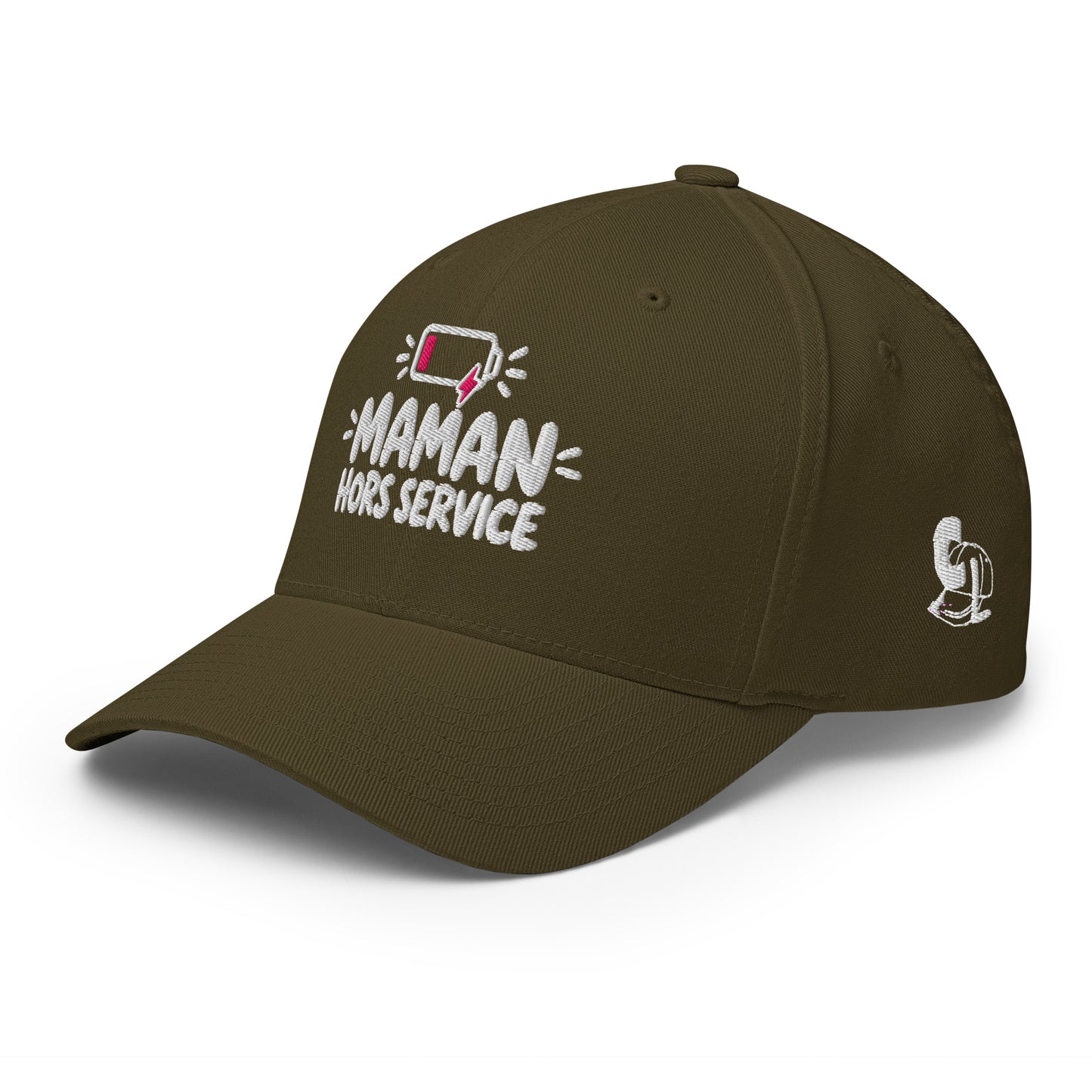 Casquette Casquette, brodée « Maman hors service », en Rouge, vue de trois quarts
