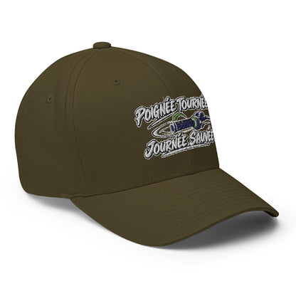 Casquette Casquette, brodée « Poignée tournée, journée sauvée », en Rouge, vue de trois quarts, image 41