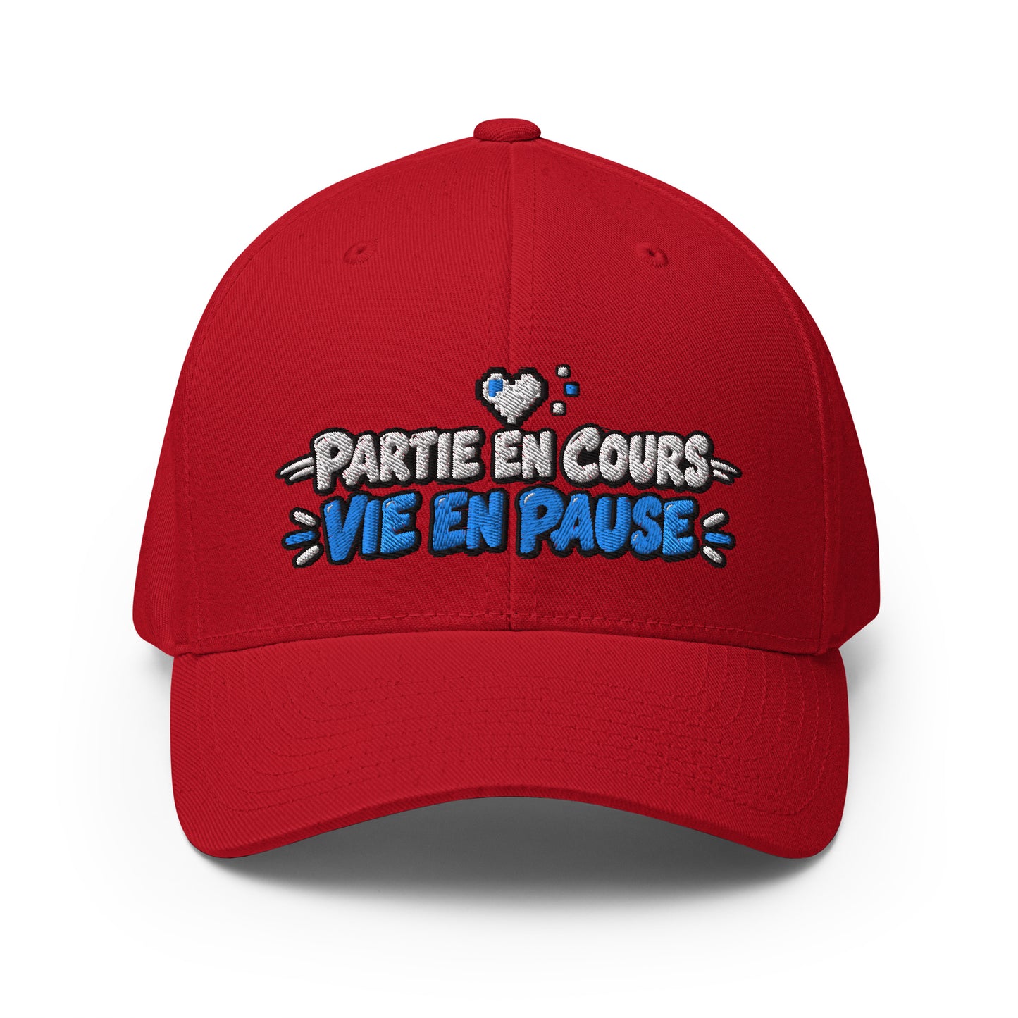 Casquette Casquette, brodée « Partie en cours, vie en pause », en Rouge, vue de face, image 8