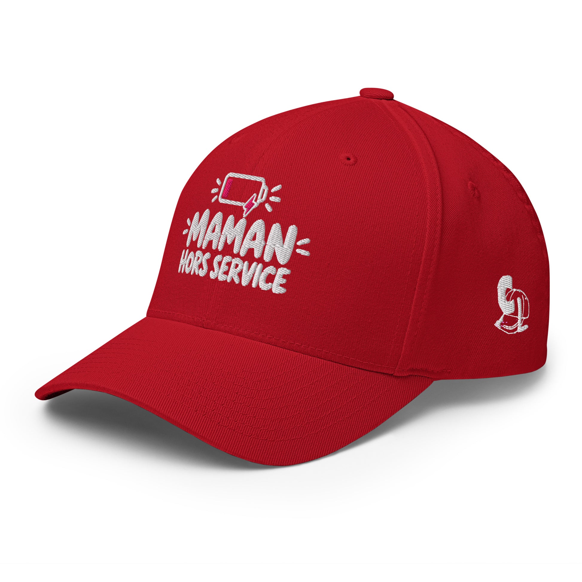 Casquette Casquette, brodée « Maman hors service », en Rouge, vue de trois quarts, image 34