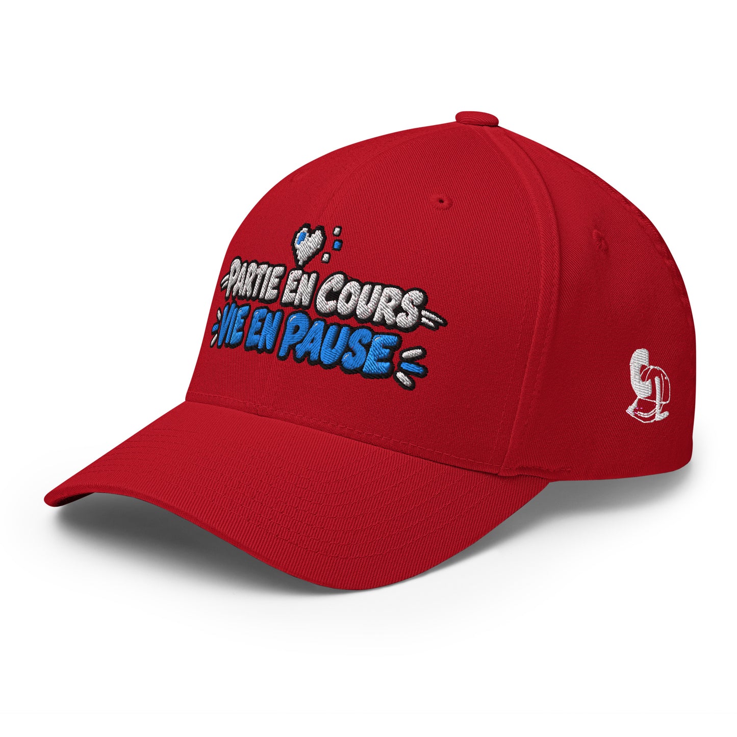 Casquette Casquette, brodée « Partie en cours, vie en pause », en Rouge, vue de trois quarts, image 35