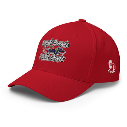 Casquette Casquette, brodée « Poignée tournée, journée sauvée », en Rouge, vue de trois quarts, image 34