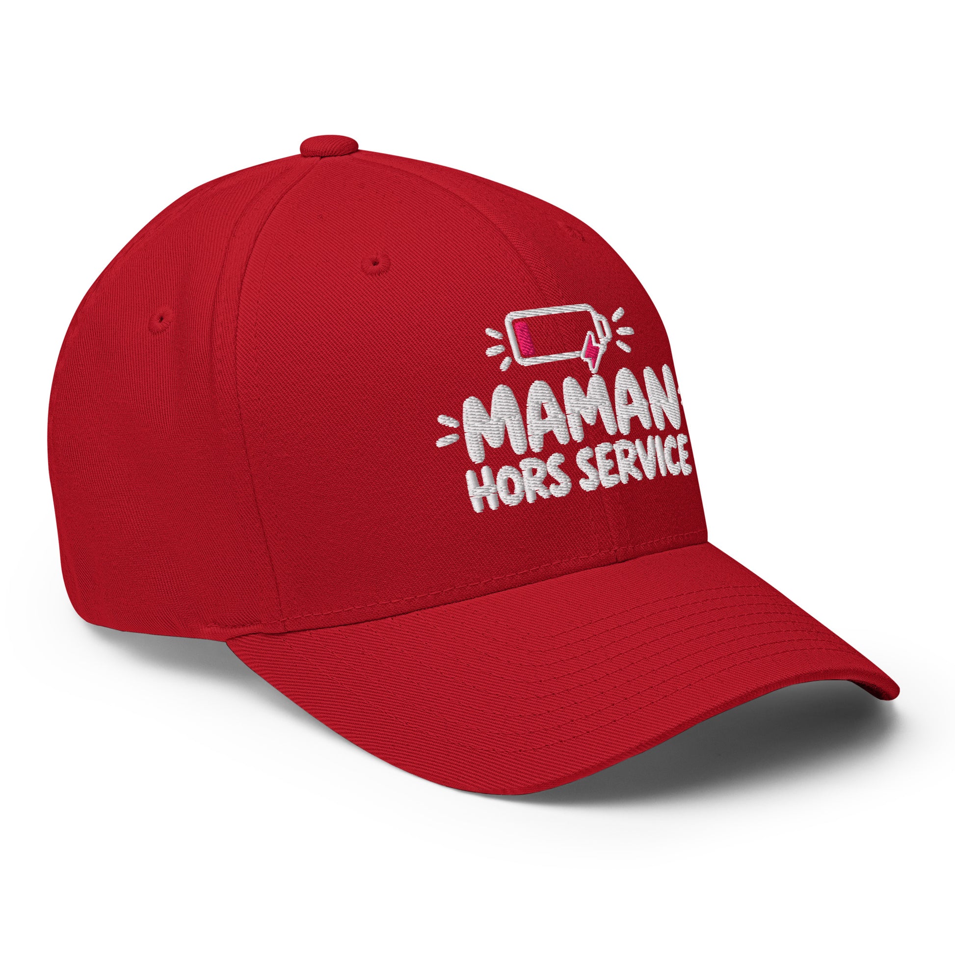 Casquette Casquette, brodée « Maman hors service », en Rouge, vue de trois quarts, image 36