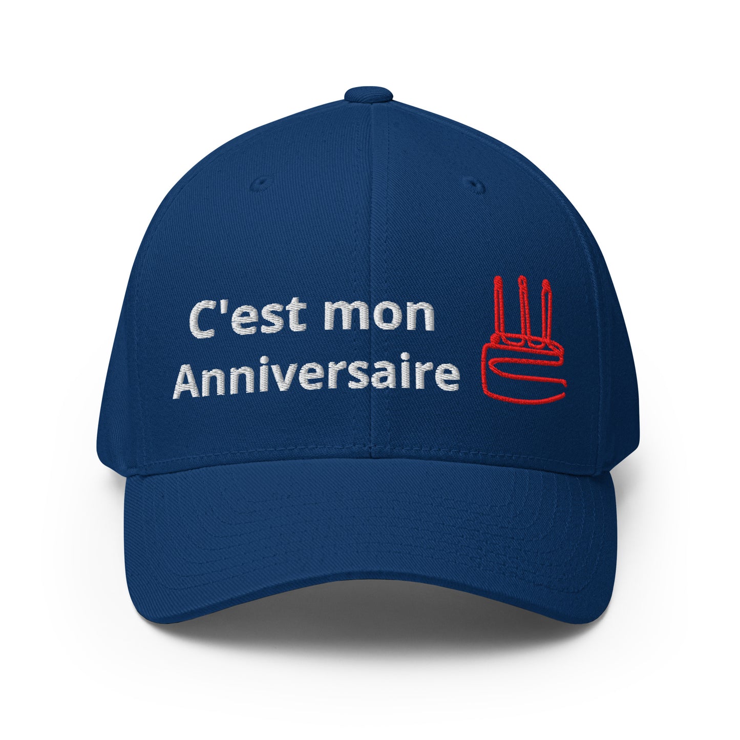 Casquette Baseball, brodée « C'est mon anniversaire », en Bleu Roi, vue de face, image 3