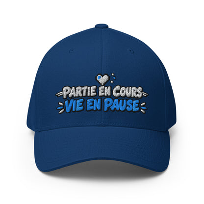 Casquette Casquette, brodée « Partie en cours, vie en pause », en Bleu Roi, vue de face, image 10
