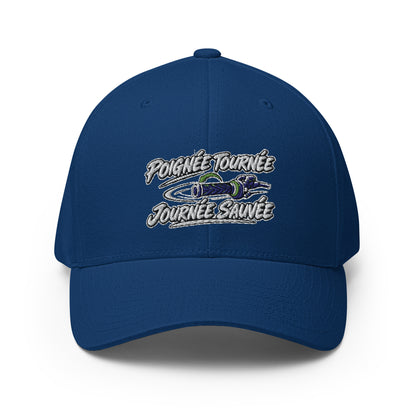 Casquette Casquette, brodée « Poignée tournée, journée sauvée », en Bleu Roi, vue de face, image 4